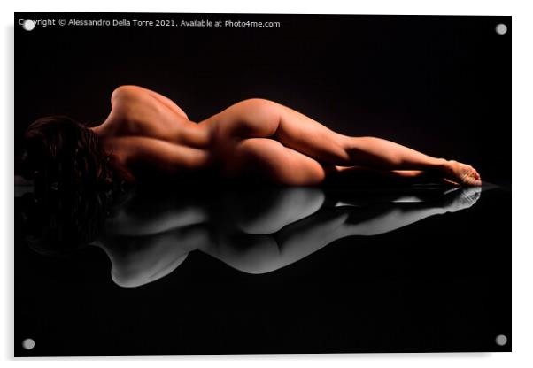 Nude woman sleeping Acrylic by Alessandro Della Torre