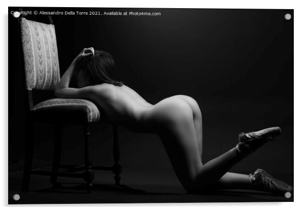 Nude ballerina woman dancer Acrylic by Alessandro Della Torre