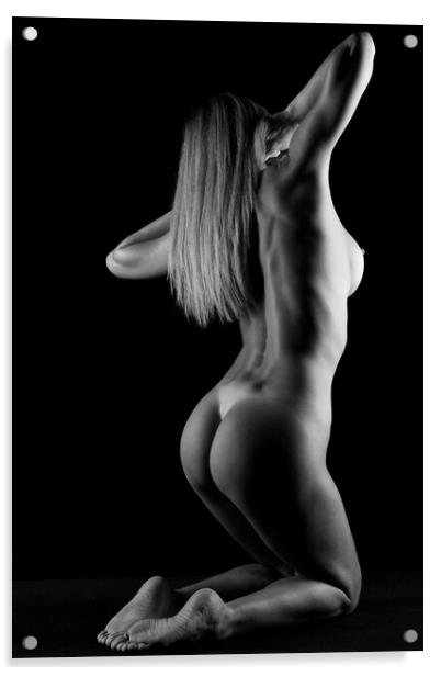 woman posing nude on black Acrylic by Alessandro Della Torre