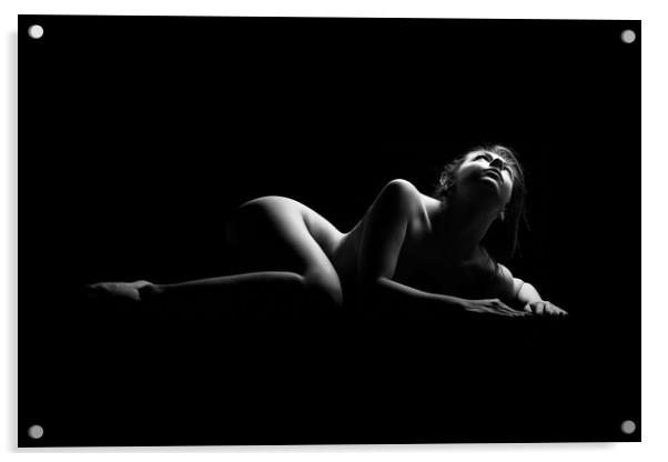 nude bodyscape of a naked woman laying down Acrylic by Alessandro Della Torre