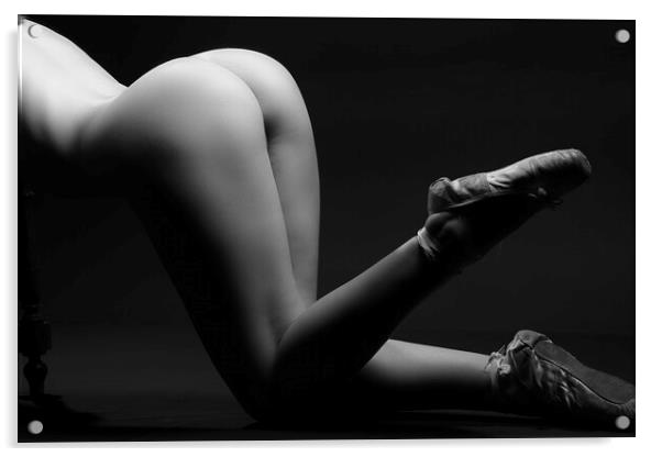nude legs and buttocks of woman with ballet shoes Acrylic by Alessandro Della Torre