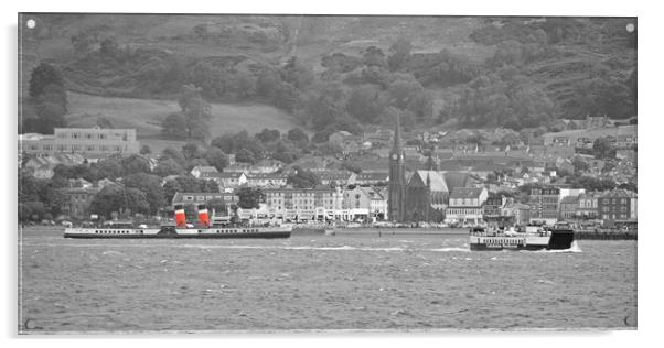 PS Waverley at Largs monchrome Acrylic by Allan Durward Photography