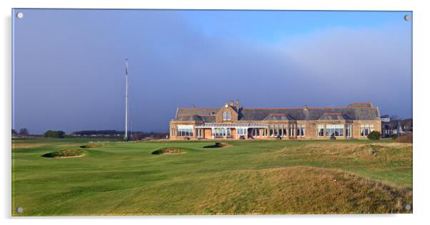 18th green and clubhouse at Royal Troon Acrylic by Allan Durward Photography