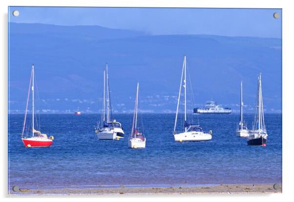 Small yachts moored at Fairlie, Largs Acrylic by Allan Durward Photography