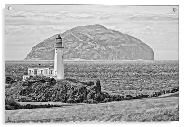  Turnberry lighthouse and Ailsa Craig (abstract) Acrylic by Allan Durward Photography