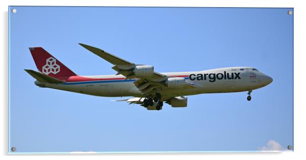 Boeing 747-8F Cargolux about to land Acrylic by Allan Durward Photography