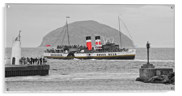 Waverley paddle steamer leaving Girvan, South Ayrshire Acrylic by Allan Durward Photography