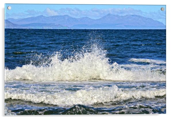 Ayrshire waves to Arran Acrylic by Allan Durward Photography