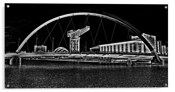 Glasgow`s Clyde Arc  and Finnieston Crane  (abstra Acrylic by Allan Durward Photography