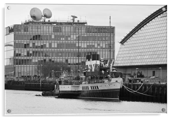 Waverley paddle steamer berthed in Glasgow. Acrylic by Allan Durward Photography