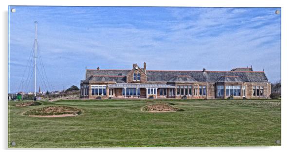 Royal Troon`s 18th green and clubhouse Acrylic by Allan Durward Photography