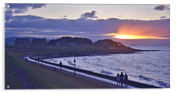 Prestwick beach sunset Acrylic by Allan Durward Photography