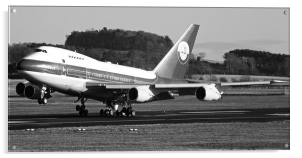 Special Performance Boeing747 (black&white) Acrylic by Allan Durward Photography