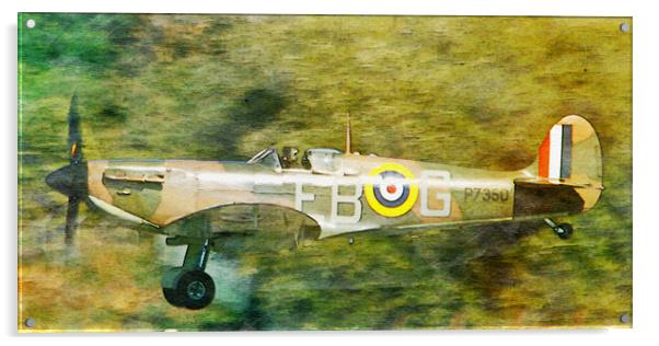 Supermarine Spitfire P7350 (watercolour effect) Acrylic by Allan Durward Photography
