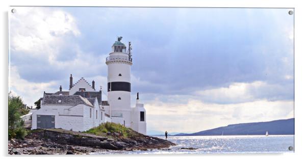 Lone fisherman under the Cloch lighthouse Acrylic by Allan Durward Photography