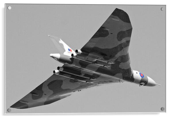 Avro Vulcan B2 (monochrome, colour splash) Acrylic by Allan Durward Photography