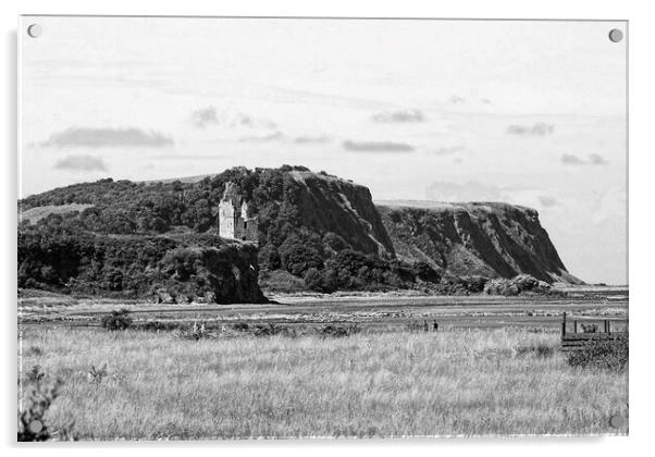 Greenan Castle and Heads of Ayr cliffs Acrylic by Allan Durward Photography