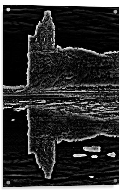 Greenan Castle and reflection (Abstract)  Acrylic by Allan Durward Photography