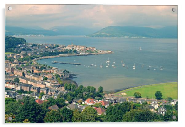 Firth of Clyde panorama, Lyle Hill Greenock Acrylic by Allan Durward Photography