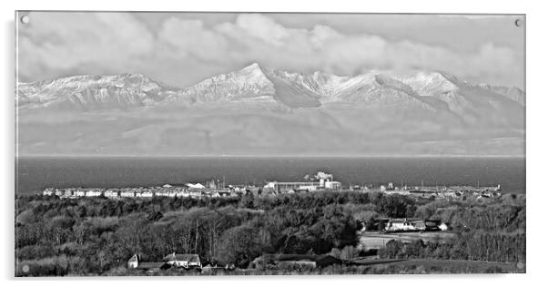 Troon and Arran, the mountains snow capped Acrylic by Allan Durward Photography