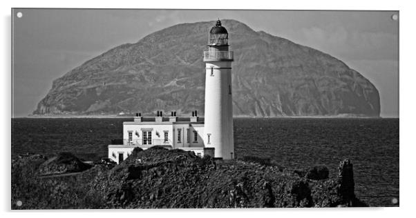 Turnberry lighthouse and Ailsa Craig Acrylic by Allan Durward Photography