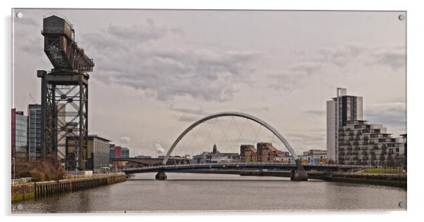 Finnieston Crane and Clyde Arc Glasgow Acrylic by Allan Durward Photography