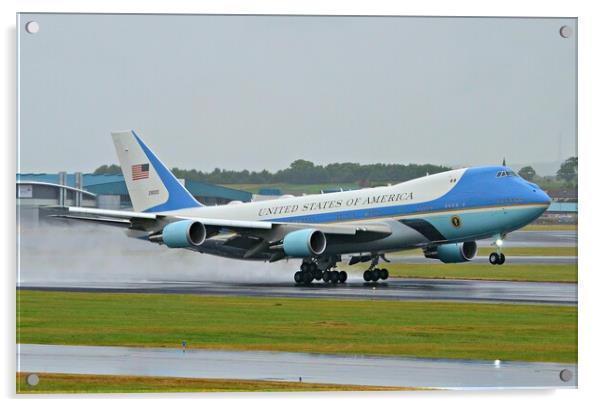 Air Force One departing Prestwick Scotland. Acrylic by Allan Durward Photography