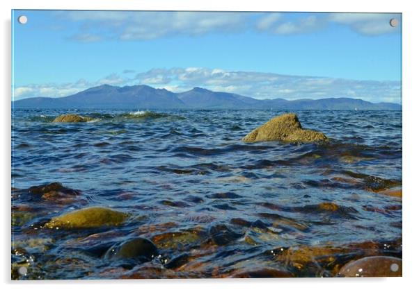 Arran view and rocky shore on the Firth of Clyde Acrylic by Allan Durward Photography