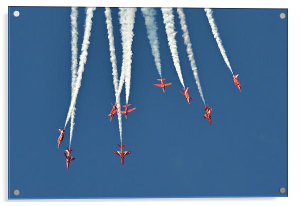 RAF Red Arrows, spaghetti break Acrylic by Allan Durward Photography