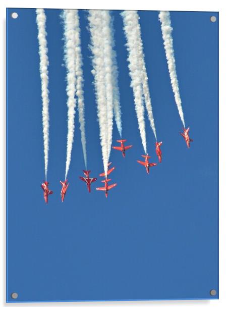 Red Arrows, performing Spaghetti Break Acrylic by Allan Durward Photography