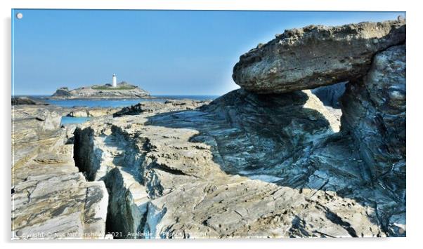 Rock Formations At Godrevy, Cornwall. Acrylic by Neil Mottershead