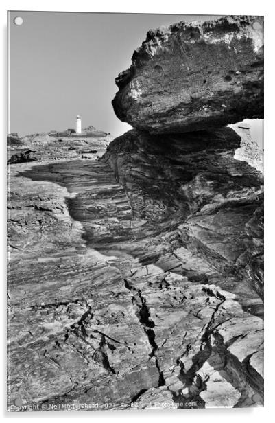 Godrevy Lighthouse, Cornwall. Acrylic by Neil Mottershead