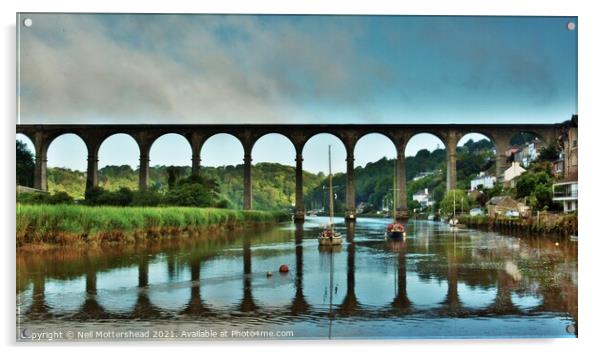 The River Tamar At Calstock. Acrylic by Neil Mottershead
