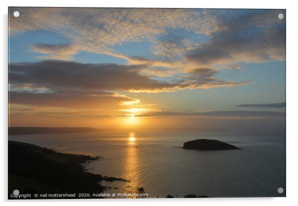 Looe Island At Sunrise Acrylic by Neil Mottershead