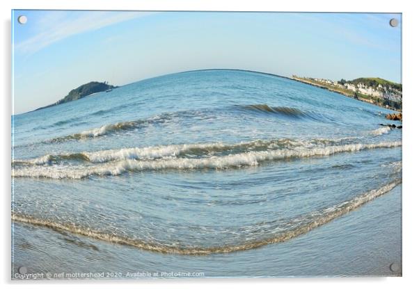 Looe & Looe Island From Millendreath Beach. Acrylic by Neil Mottershead