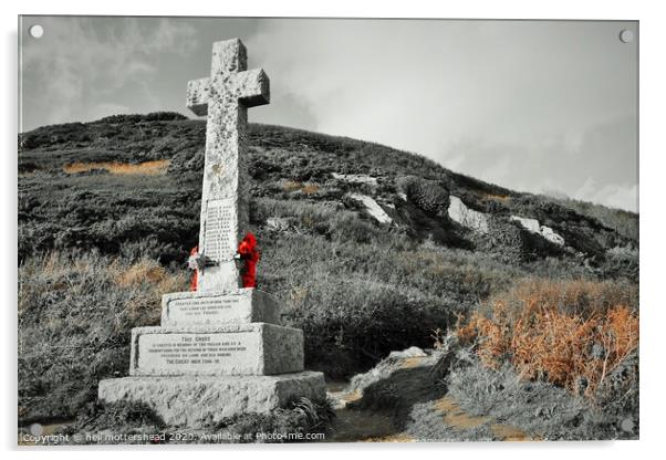 Polperro War Memorial, Cornwall. Acrylic by Neil Mottershead