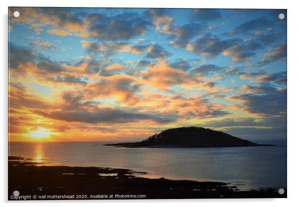 Cornish Sunrise And Looe Island. Acrylic by Neil Mottershead