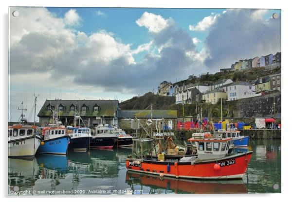 Mevagissey Harbour, Cornwall. Acrylic by Neil Mottershead
