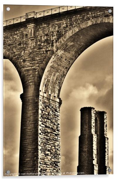 Moorswater Viaduct & Brunel's Original Pier. Acrylic by Neil Mottershead