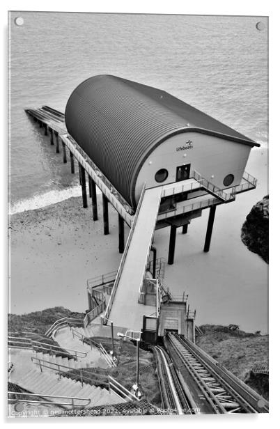 Padstow Lifeboat House. Acrylic by Neil Mottershead