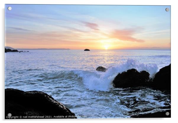 Sunrise Across Looe Bay, Cornwall. Acrylic by Neil Mottershead