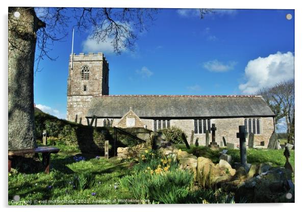 St Sampson's Church, Golant, Cornwall. Acrylic by Neil Mottershead