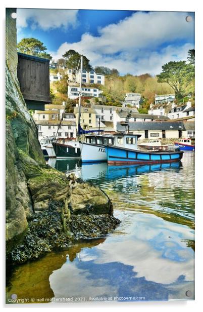 Polperro Harbour, Cornwall. Acrylic by Neil Mottershead