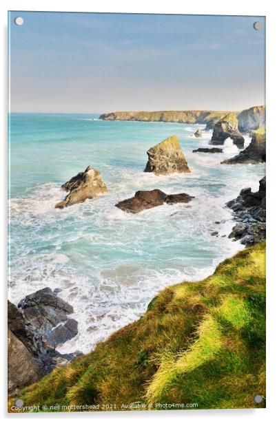 Morning Light At Bedruthan Steps. Acrylic by Neil Mottershead