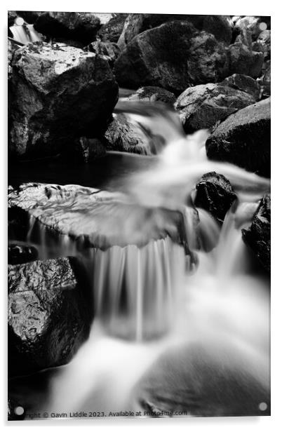 Waterfall, Aros Park Acrylic by Gavin Liddle