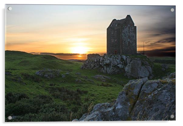 Smailholm Tower Sunset Acrylic by Gavin Liddle