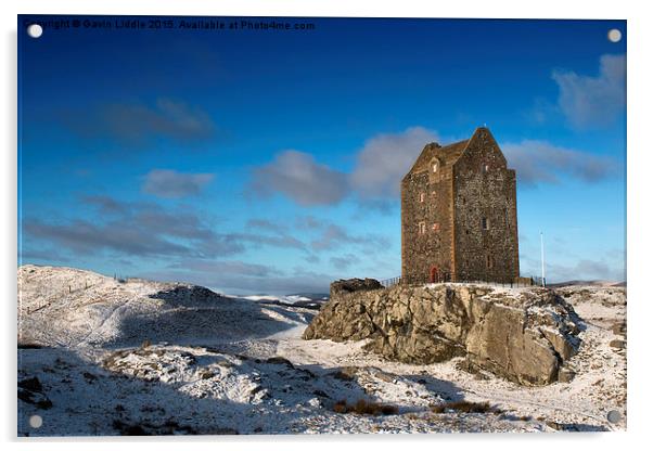  Smailholm Tower in the Snow Acrylic by Gavin Liddle