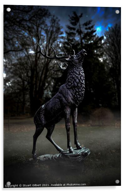 Bronze Stag Acrylic by Stuart Gilbert