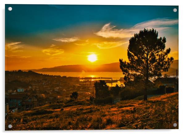 Tranquil Sunset Over Galician Village Acrylic by Jesus Martínez