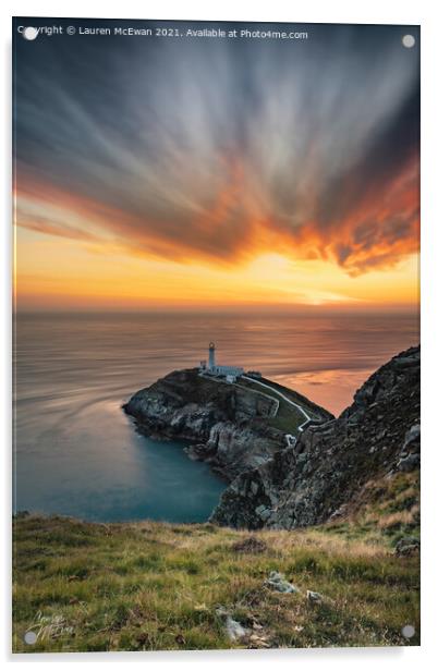 South Stack Lighthouse Acrylic by Lauren McEwan